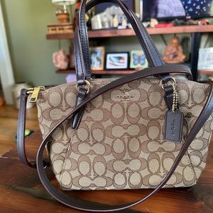Coach Signature Tan fabric satchel